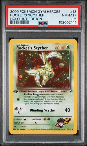 2000 Pokemon Gym Heroes 1st Edition Rocket's Scyther Holo 13/132 PSA 8.5 