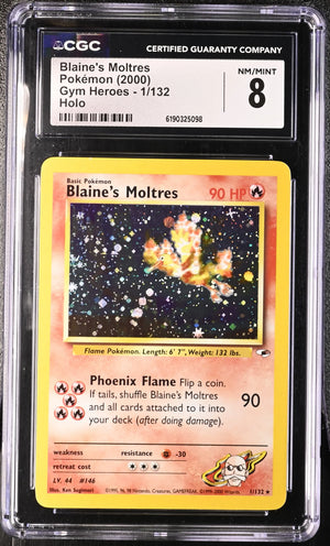 2000 Pokemon Gym Heroes Blaine's Moltres Holo 1/132 CGC 8 