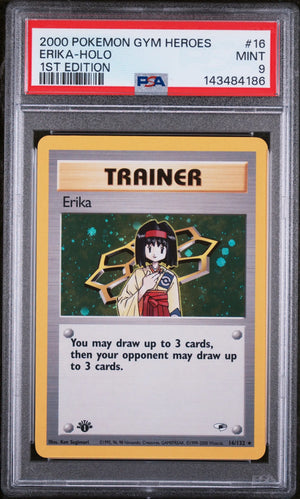 2000 Pokemon Gym Heroes Erika Holo 1st Edition 16/132 PSA 9 