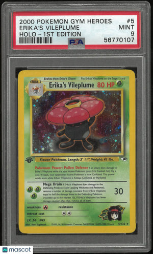 2000 Pokemon Gym Heroes Erika's Vileplume Holo-1st Edition PSA 9 Has Crack 