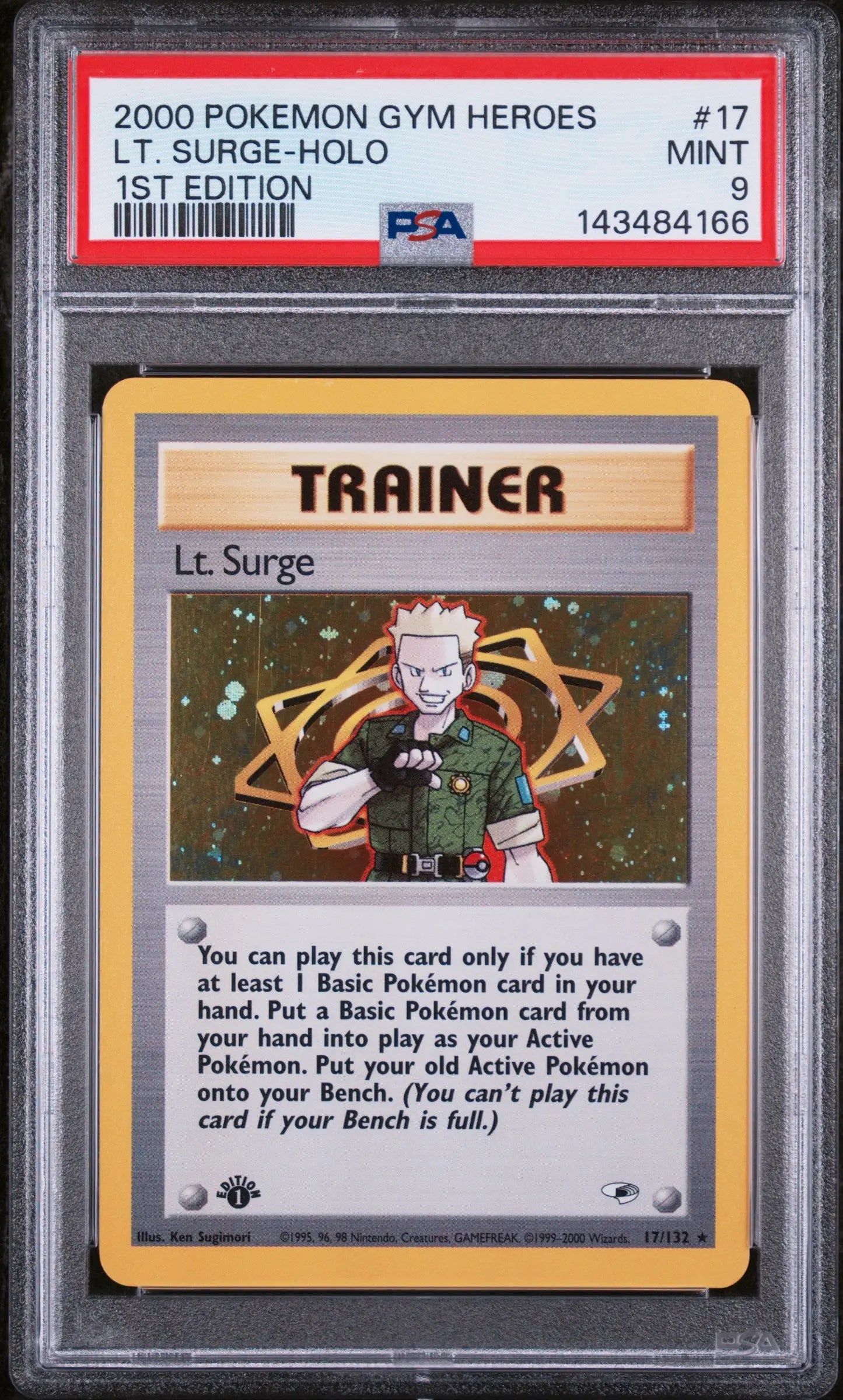 2000 Pokemon Gym Heroes LT. Surge Holo 1st Edition 17/132 PSA 9 