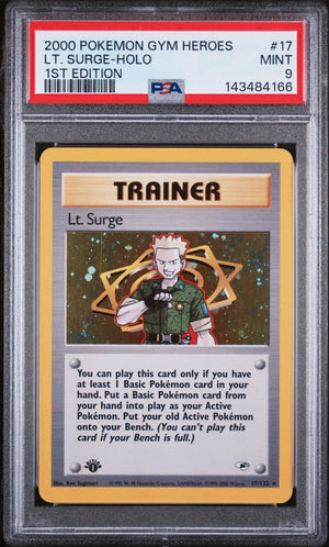 2000 Pokemon Gym Heroes LT. Surge Holo 1st Edition 17/132 PSA 9 