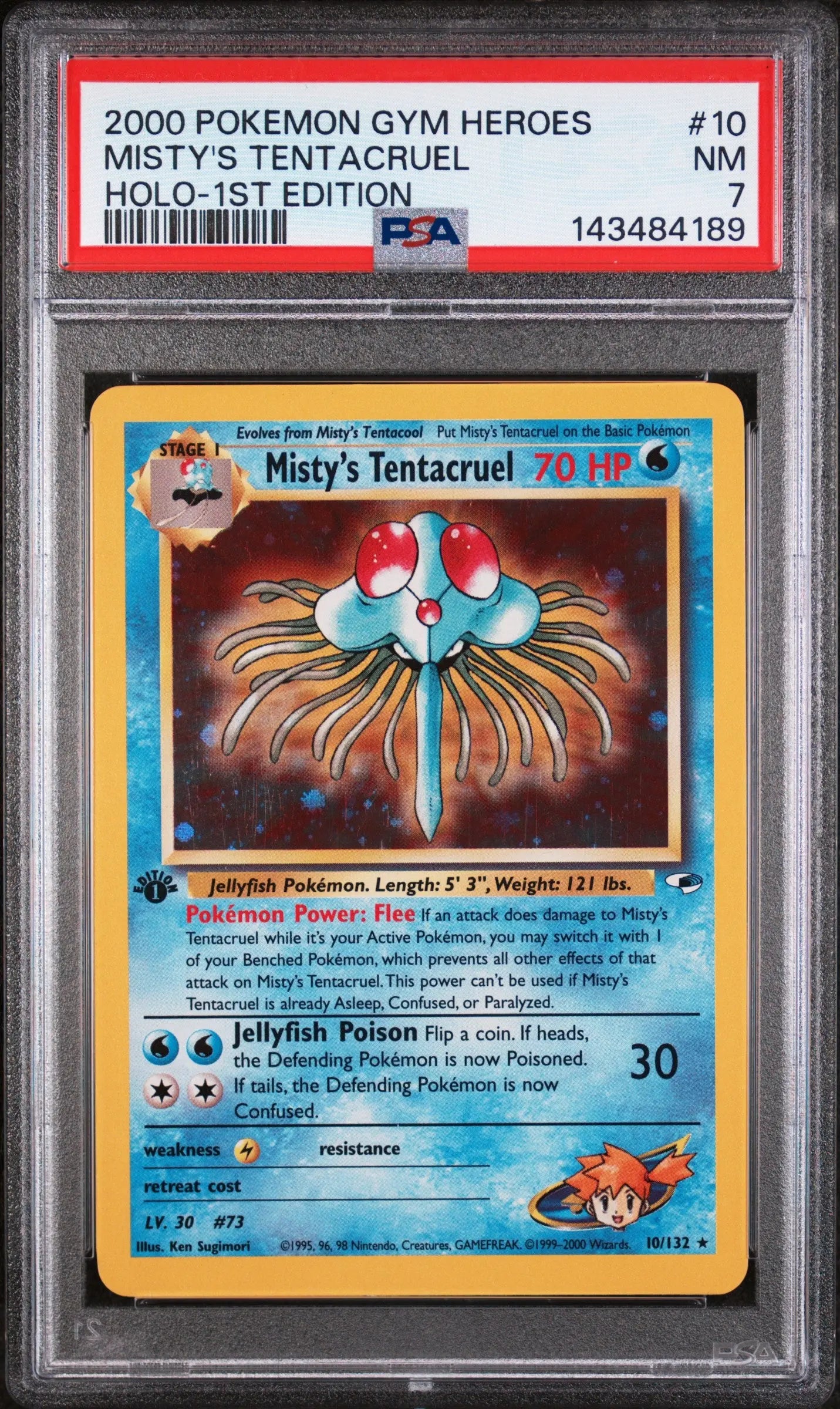 2000 Pokemon Gym Heroes Misty's Tentacruel Holo-1st Edition 10/132 PSA 7 