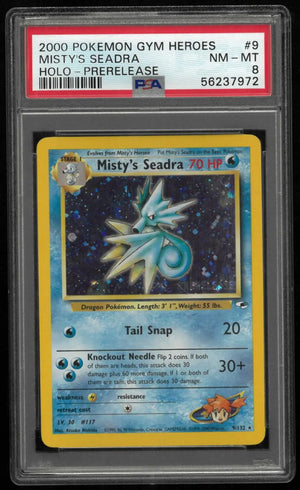 2000 Pokemon Gym Heroes Prerelease Misty's Seadra Holo 9/132 PSA 8 