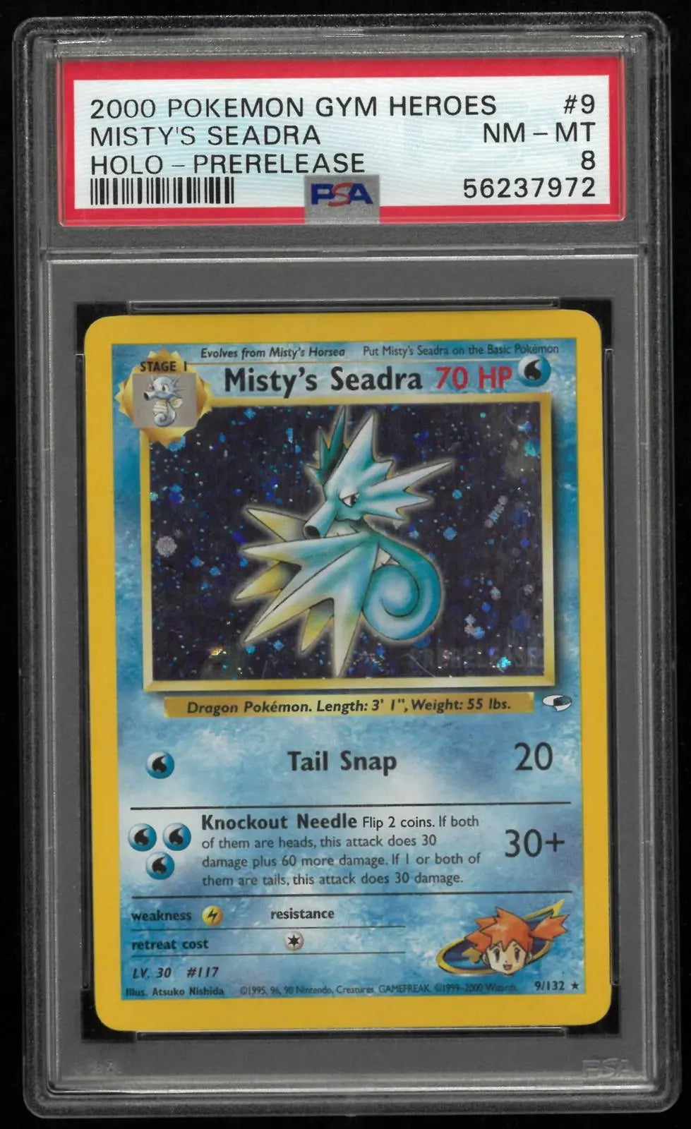 2000 Pokemon Gym Heroes Prerelease Misty's Seadra Holo 9/132 PSA 8 