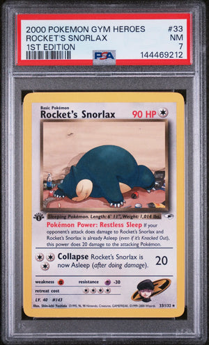 2000 Pokemon Gym Heroes Rocket's Snorlax 1st Edition PSA 7 33/132 
