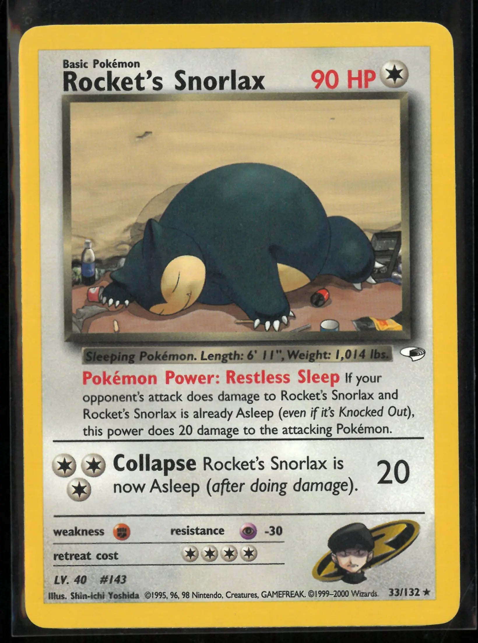 2000 Pokemon Gym Heroes Rocket's Snorlax 33/132 