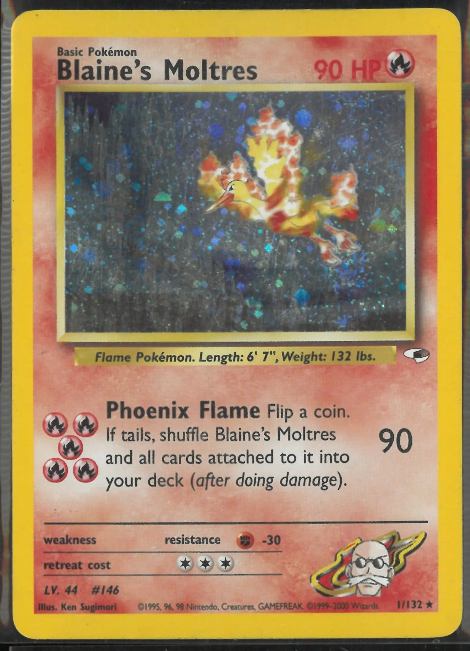 2000 Pokemon Gym Heroes Unlimited Holofoil Blaine's Moltres 1/132 