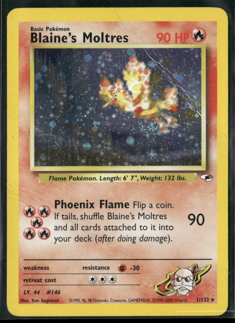 Pokemon Gym Heroes 1st Edition Blaine's Moltres 1/132 PSA 4