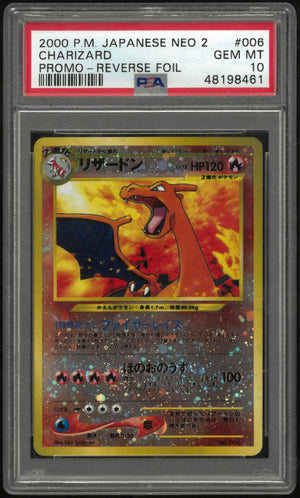 2000 Pokemon Japanese Neo 2 Promo #006 Charizard Promo Reverse Holo PSA 10 
