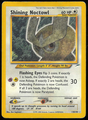2000 Pokemon Neo Destiny Shining Noctowl Secret Rare Holo 110/105 