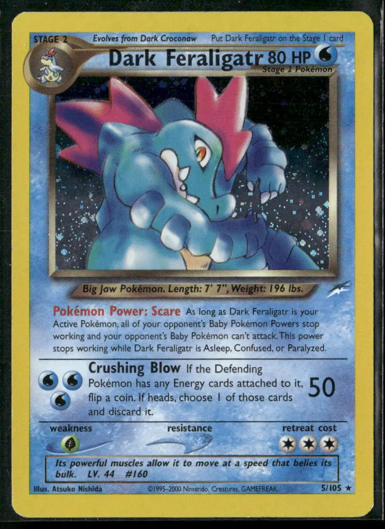 2000 Pokemon Neo Destiny Unlimited Holofoil Dark Feraligatr 5/105 