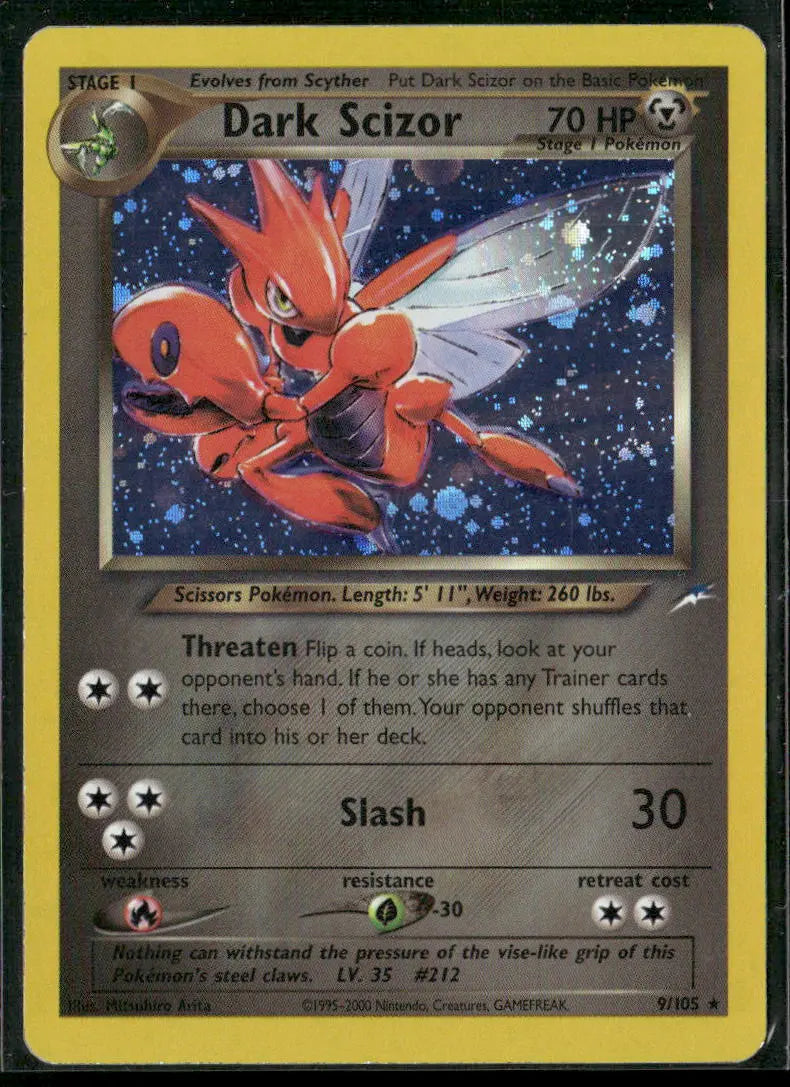 2000 Pokemon Neo Destiny Unlimited Holofoil Dark Scizor 9/105 