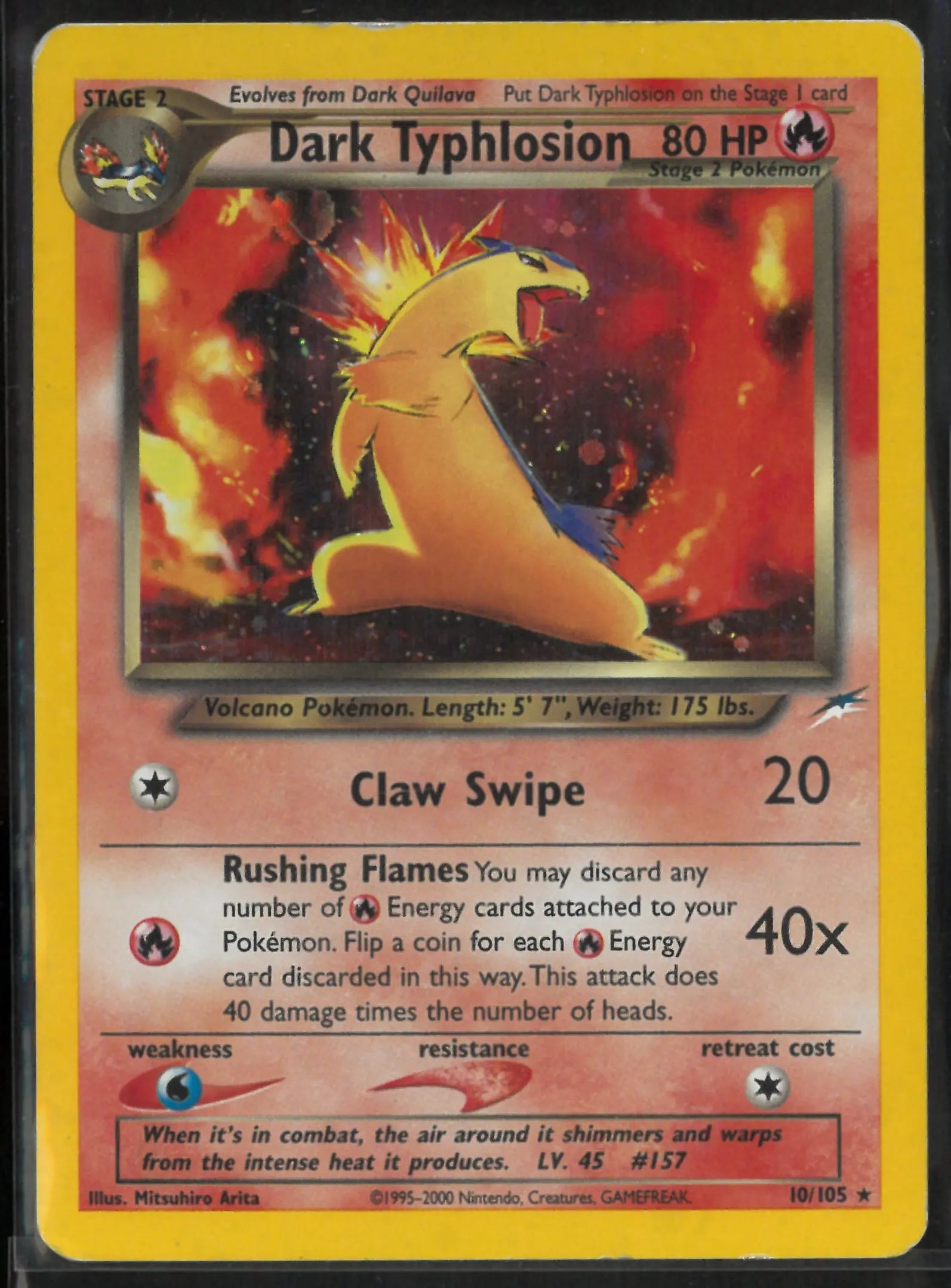 2000 Pokemon Neo Destiny Unlimited Holofoil Rare Dark Typhlosion 10/105 