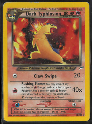 2000 Pokemon Neo Destiny Unlimited Holofoil Rare Dark Typhlosion 10/105 