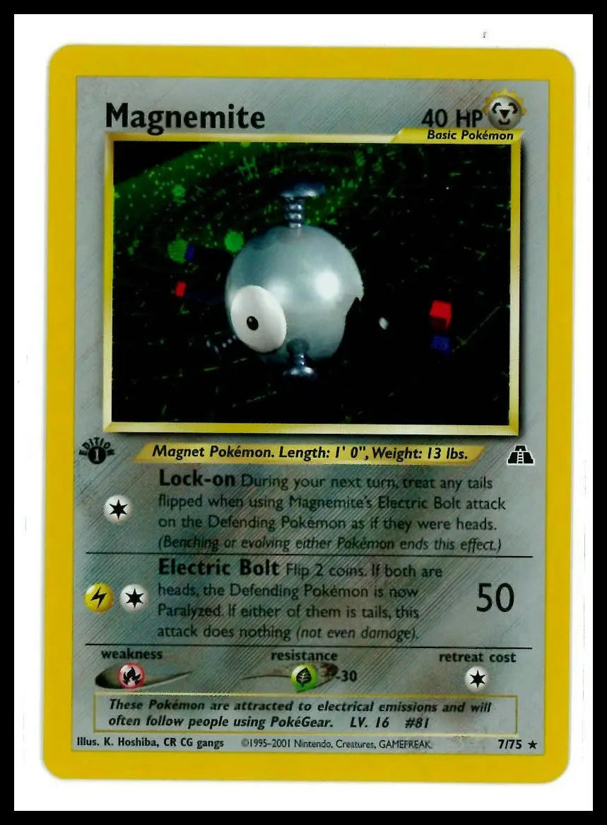 2000 Pokemon Neo Discovery 1st Edition Magnemite 07/75 LP 