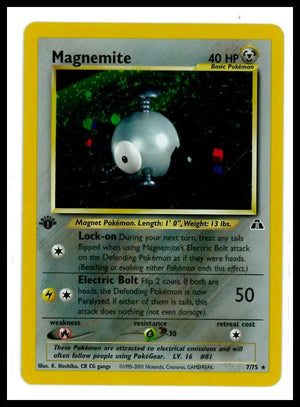 2000 Pokemon Neo Discovery 1st Edition Magnemite 07/75 LP 