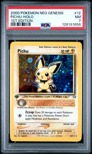 2000 Pokemon Neo Genesis 12/111 Pichu Holo 1st Edition PSA 7 