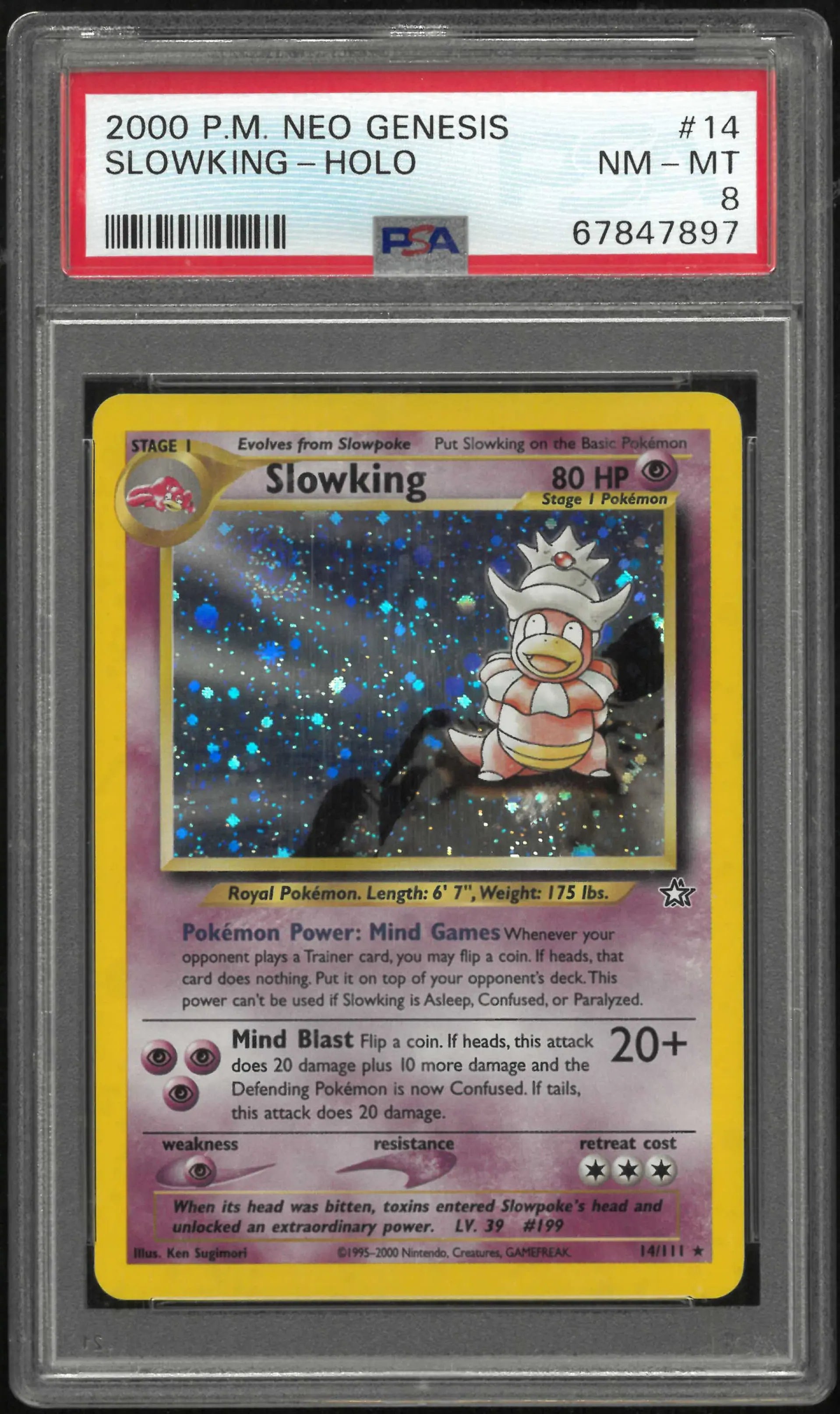2000 Pokemon Neo Genesis 14/111 Slowking Holo PSA 8 