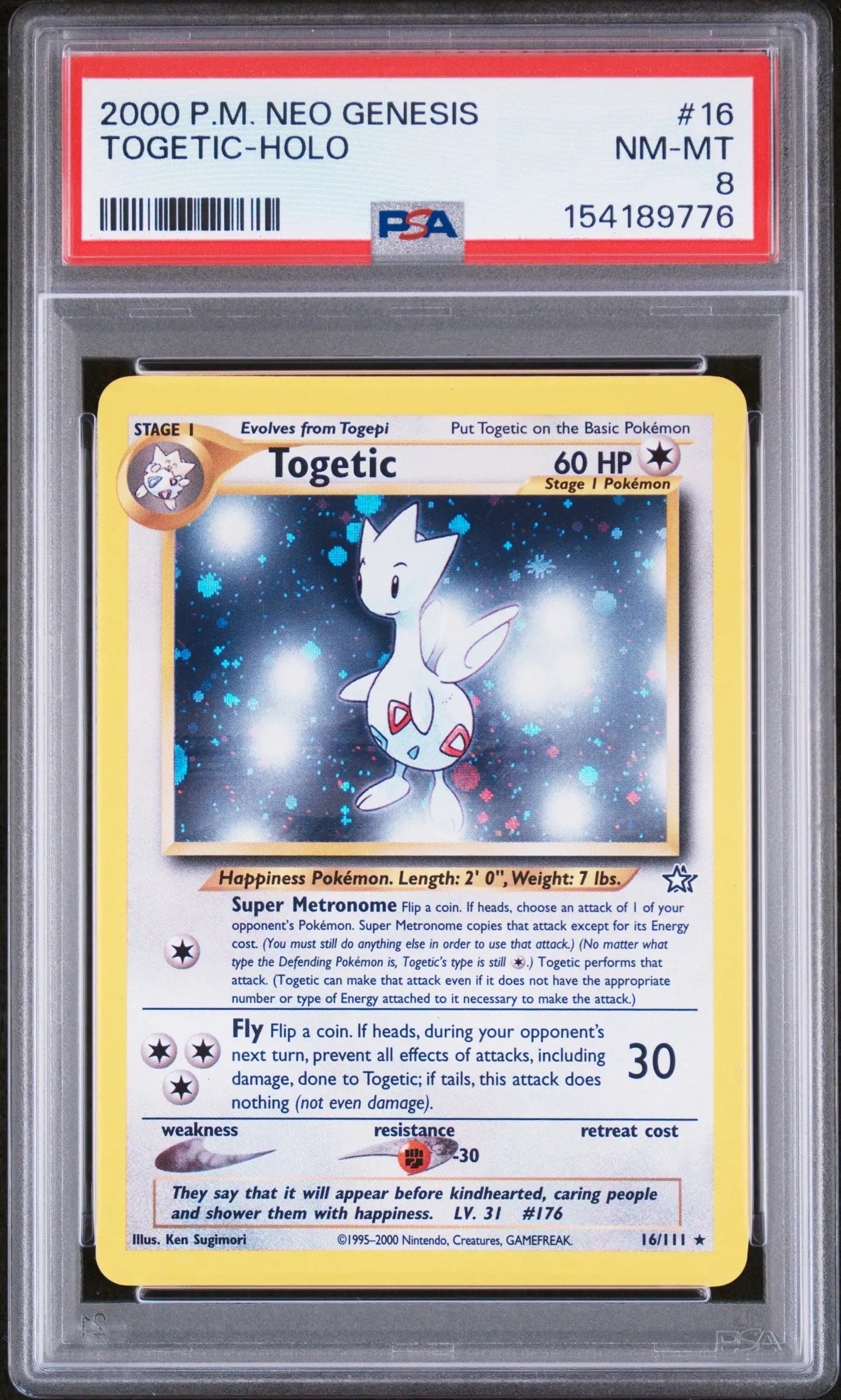 2000 Pokemon Neo Genesis 16/111 Togetic Holo PSA 8 