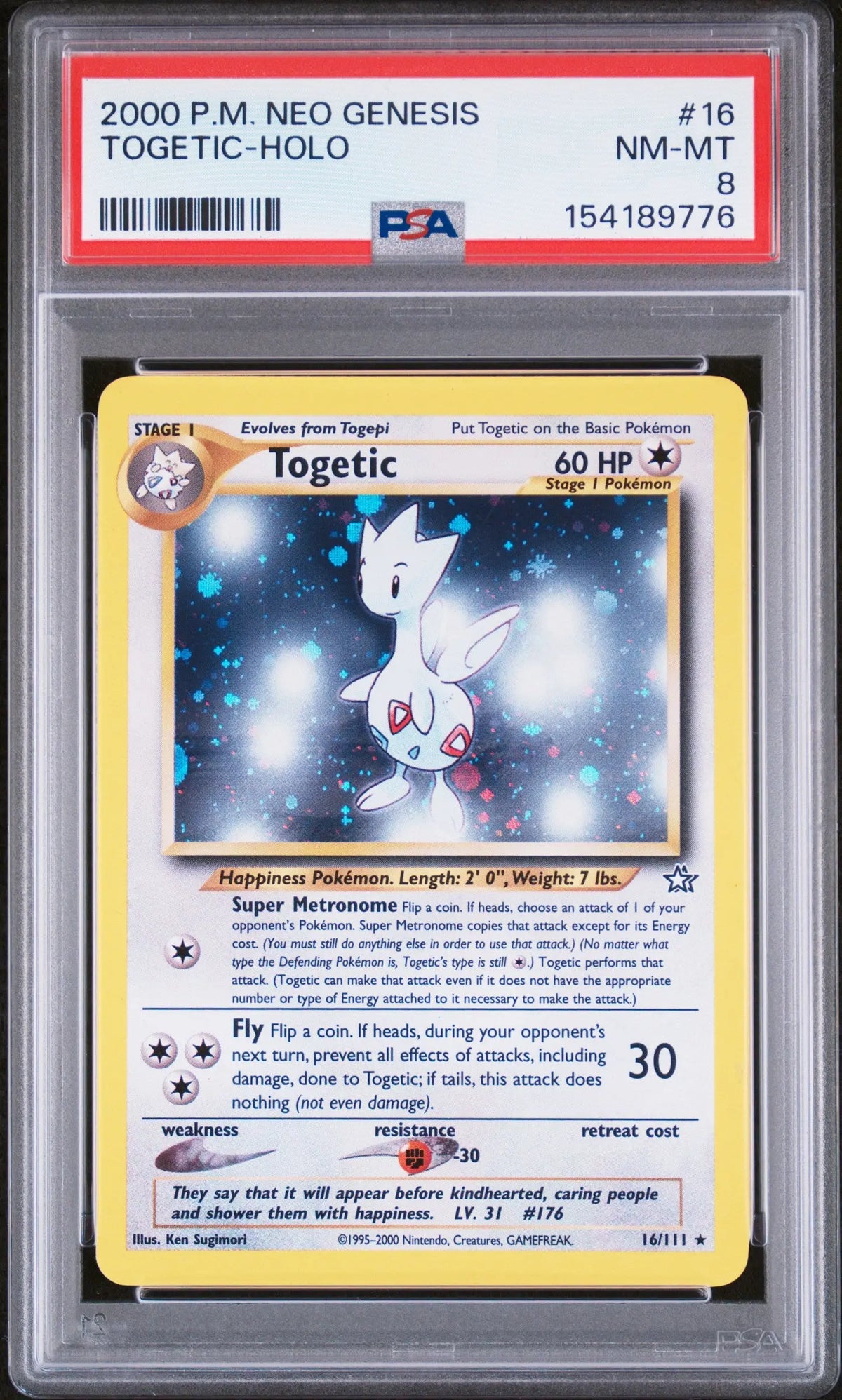 2000 Pokemon Neo Genesis 16/111 Togetic Holo PSA 8 