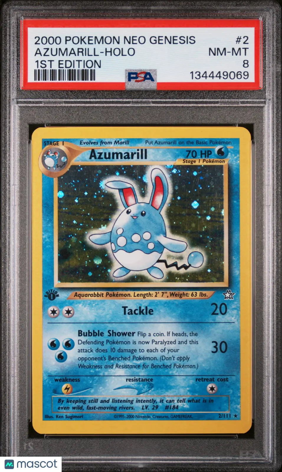 2000 Pokemon Neo Genesis 1st Edition Azumarill Holo PSA 8 2/111 