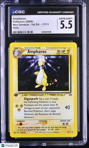 2000 Pokemon Neo Genesis 1st Edition Holofoil Ampharos 1/111 CGC 5.5 