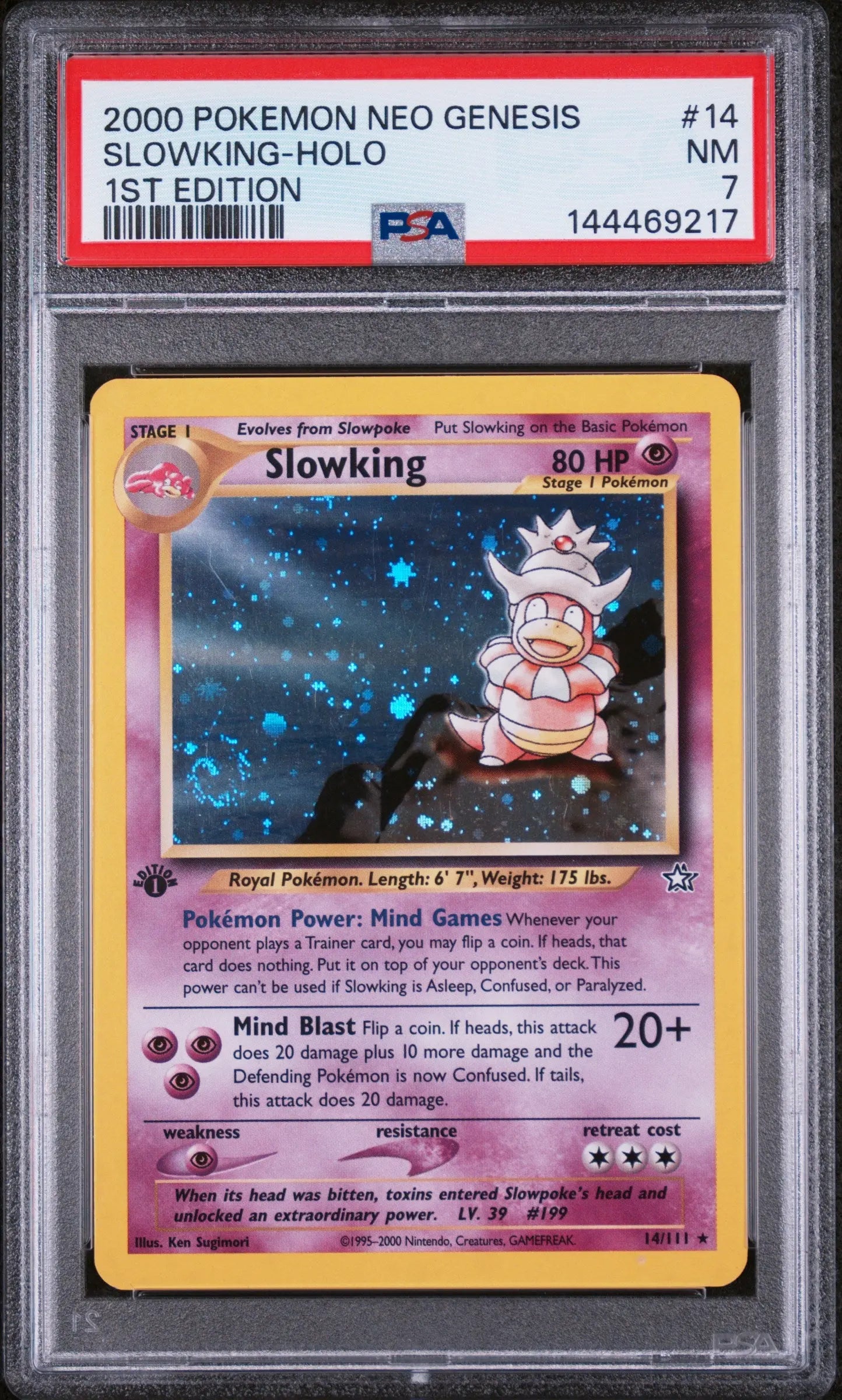 2000 Pokemon Neo Genesis 1st Edition Slowking Holo PSA 7 14/111 