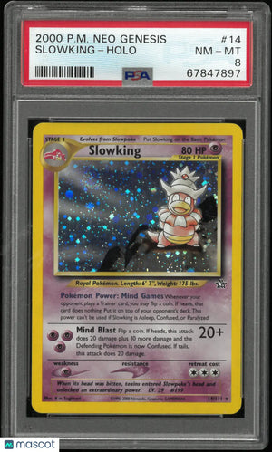 2000 Pokemon Neo Genesis Slowking Holo Swirl 14/111 PSA 8 
