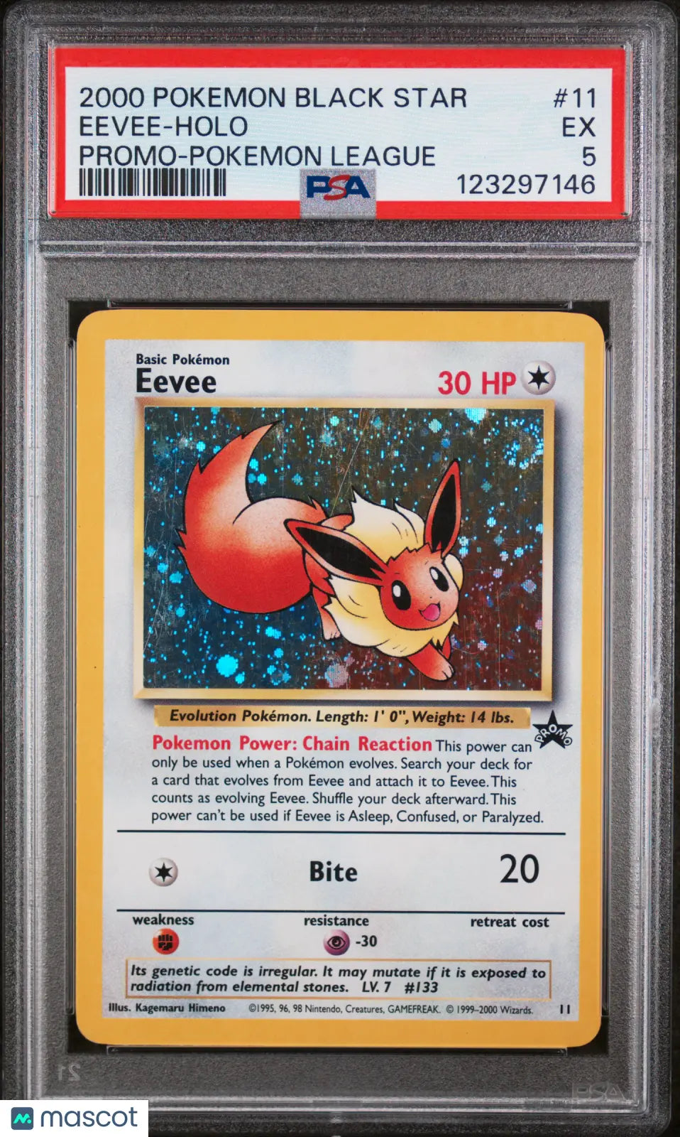 2000 Pokemon Promo Black Star Eevee Holo Promo-Pokemon League PSA 5 #11 