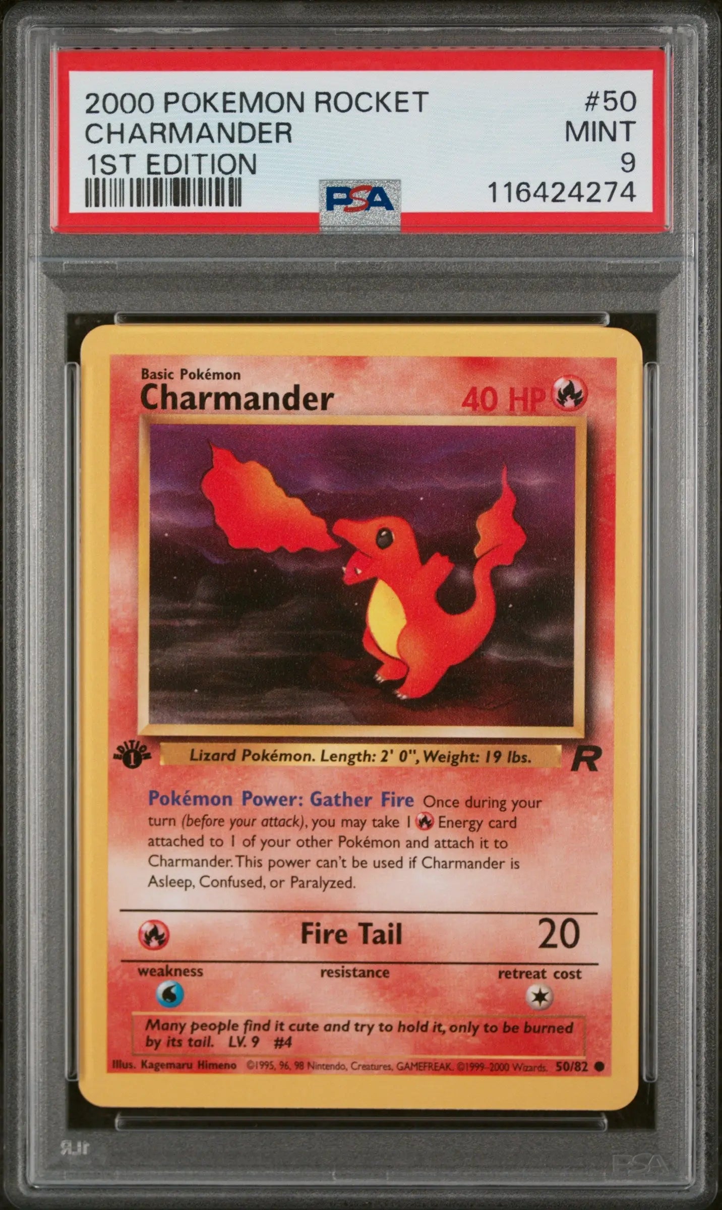 2000 Pokemon Rocket 1st Edition Charmander 50/82 PSA 9 
