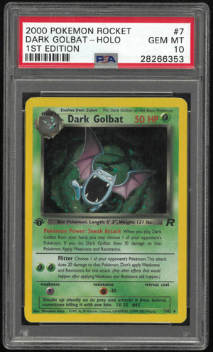 2000 Pokemon Rocket 7/82 Dark Golbat Holo 1st Edition PSA 10 