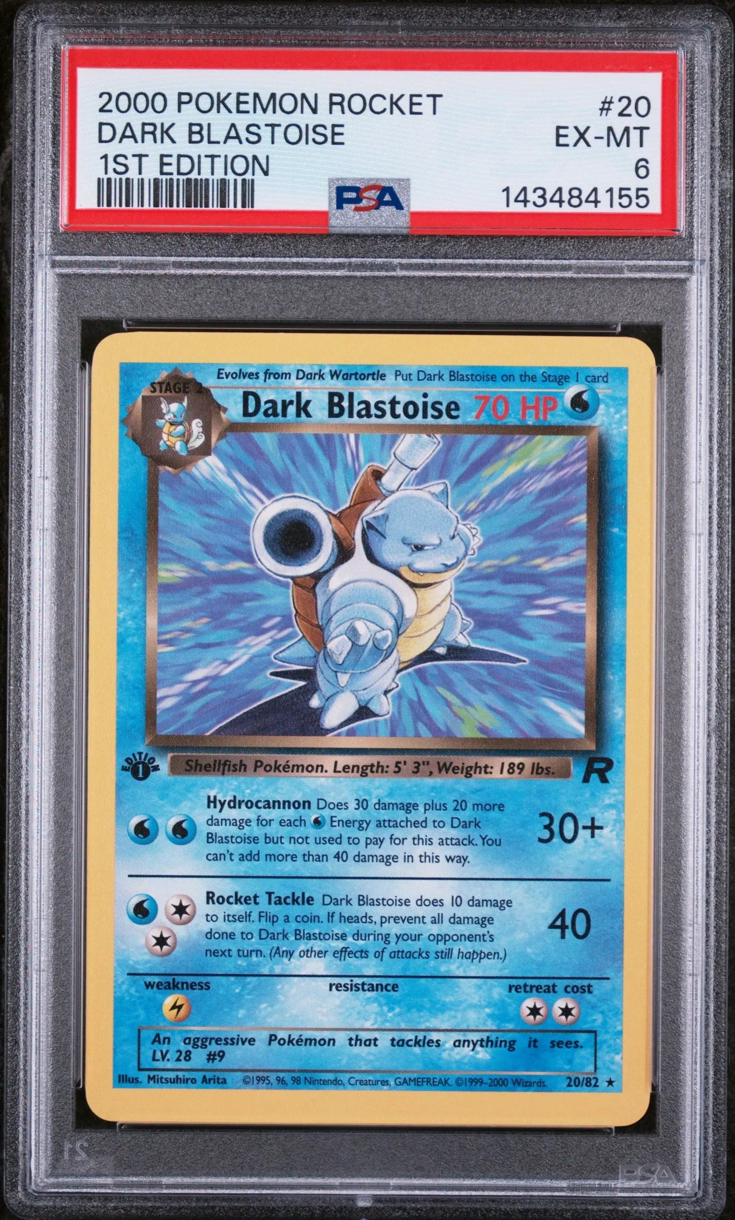 2000 Pokemon Rocket Dark Blastoise 1st Edition 20/82 PSA 6 