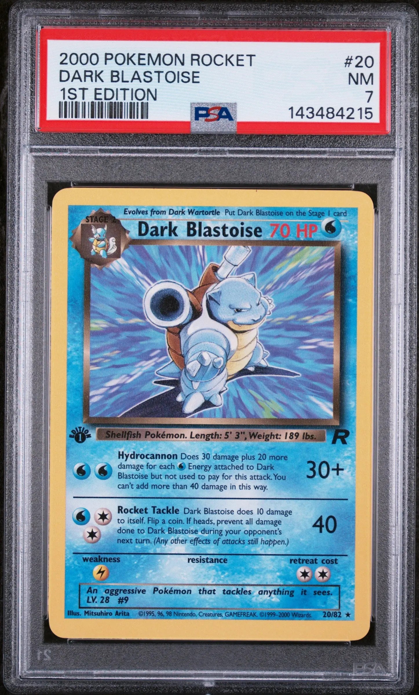2000 Pokemon Rocket Dark Blastoise 1st Edition 20/82 PSA 7 