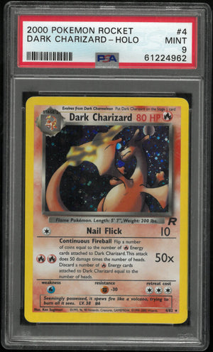 2000 Pokemon Rocket Dark Charizard Holo PSA 9 4/82 