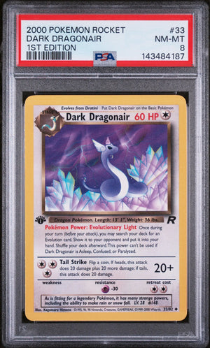2000 Pokemon Rocket Dark Dragonair 1st Edition 33/82 PSA 8 