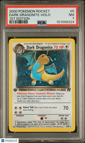2000 Pokemon Rocket Dark Dragonite Holo 1st Edition PSA 7 5/82 