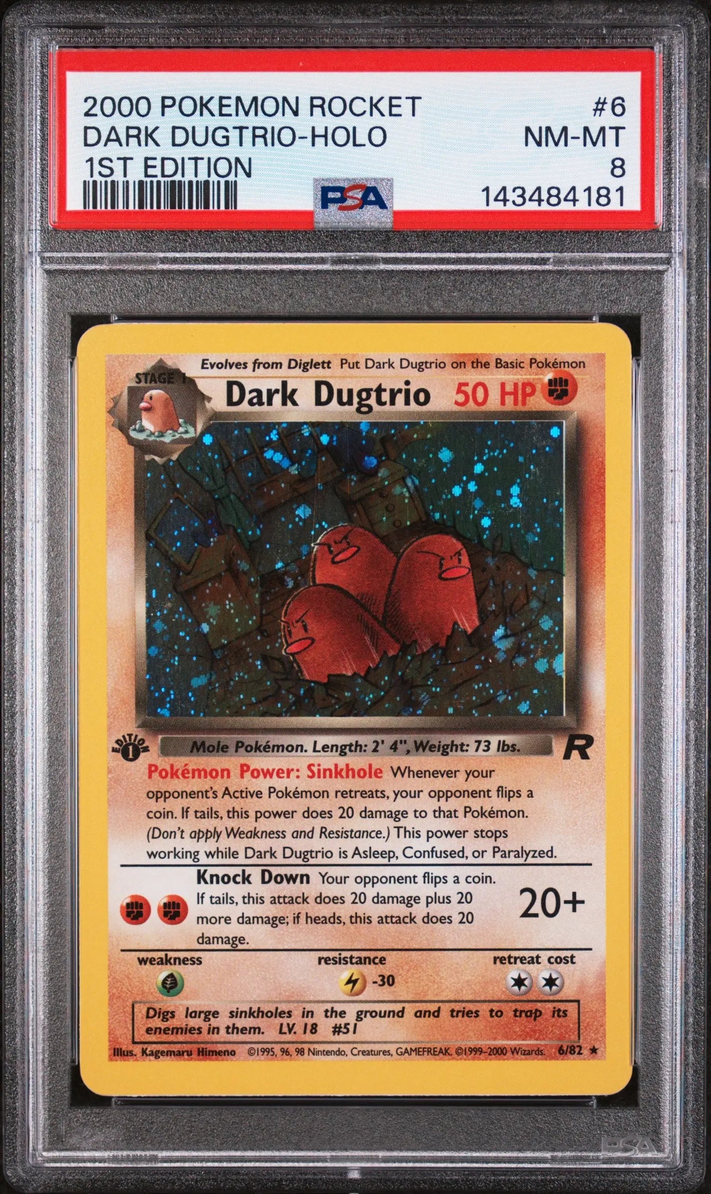 2000 Pokemon Rocket Dark Dugtrio Holo 1st Edition  6/82 PSA 8 