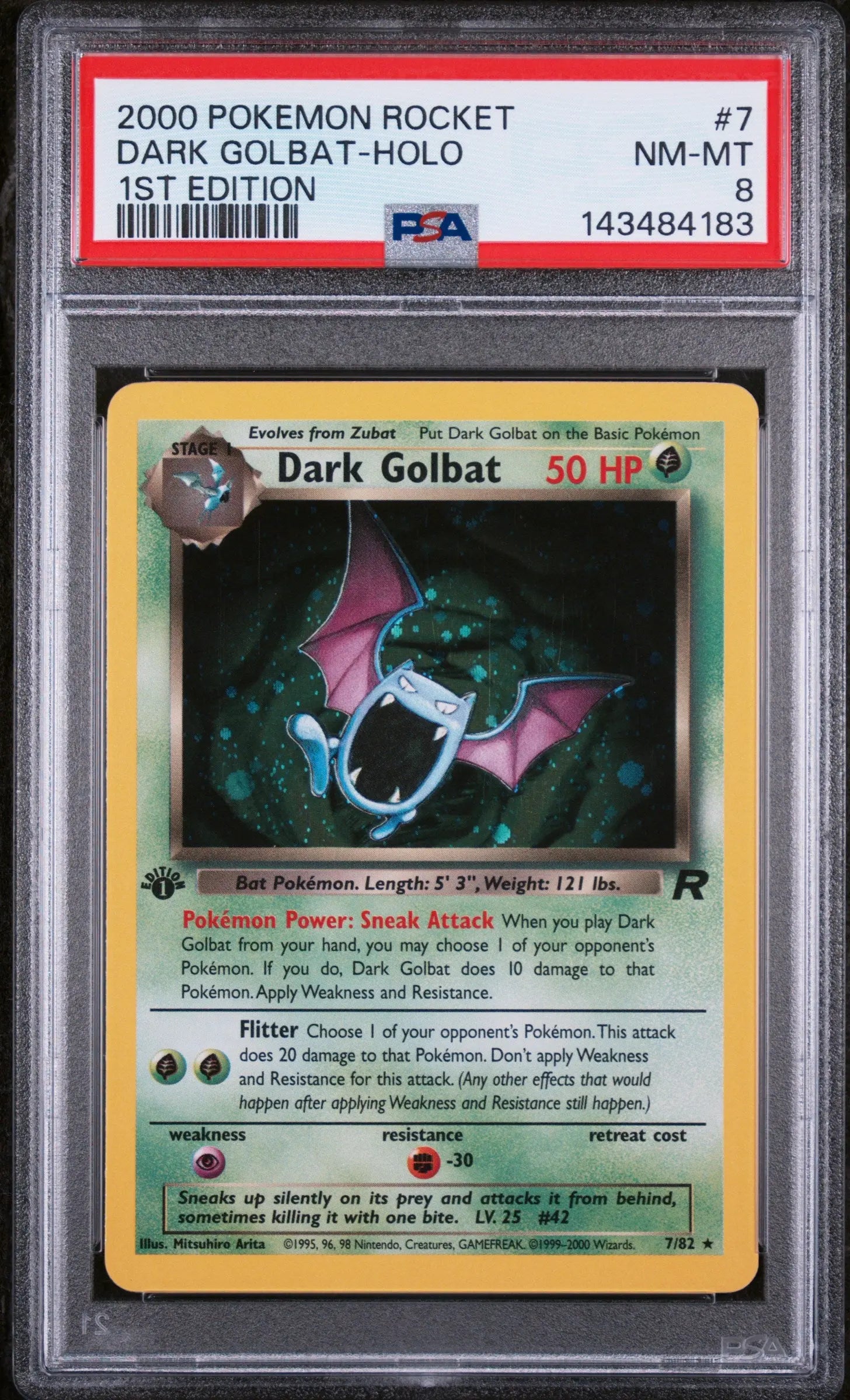 2000 Pokemon Rocket Dark Golbat Holo 1st Edition 7/82 PSA 8 