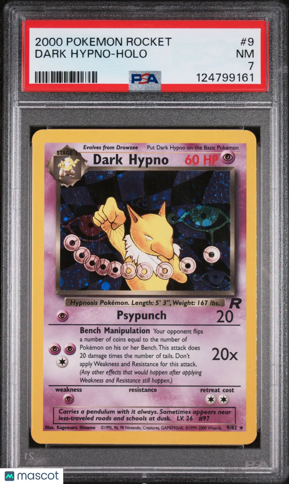 2000 Pokemon Rocket Dark Hypno Holo PSA 7 9/82 
