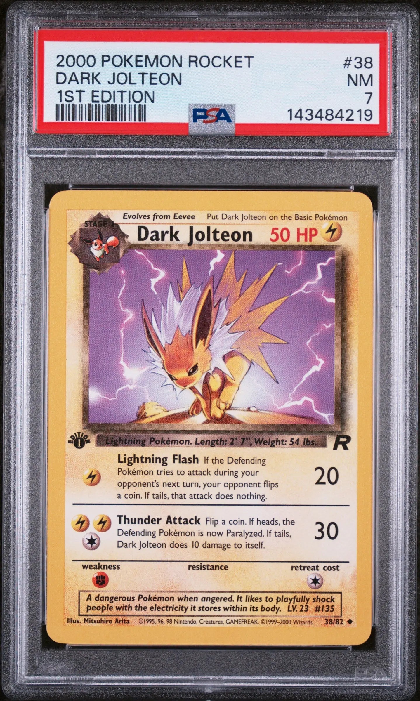 2000 Pokemon Rocket Dark Jolteon 1st Edition 38/82 PSA 7 