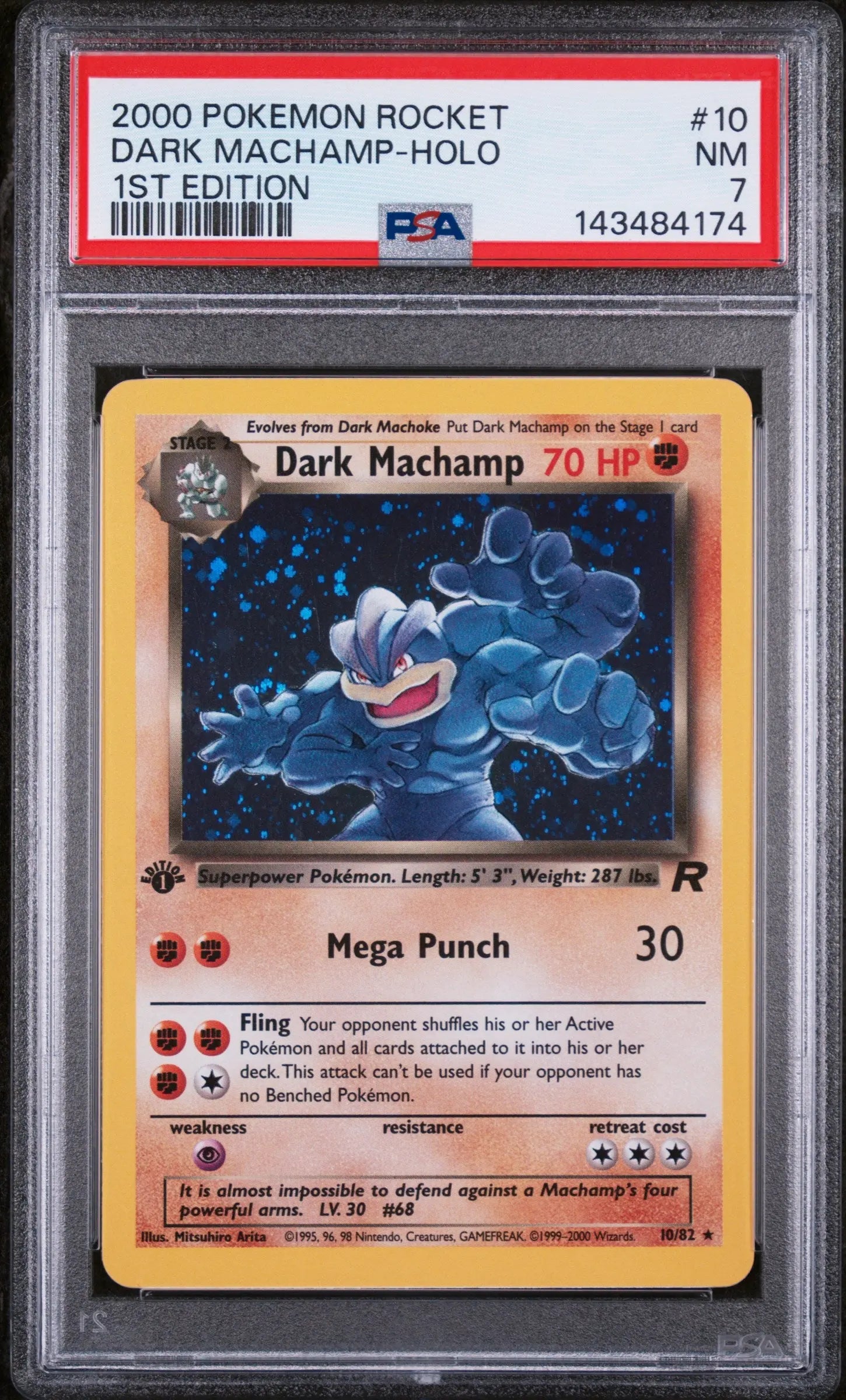 2000 Pokemon Rocket Dark Machamp Holo 1st Edition 10/82 PSA 7 