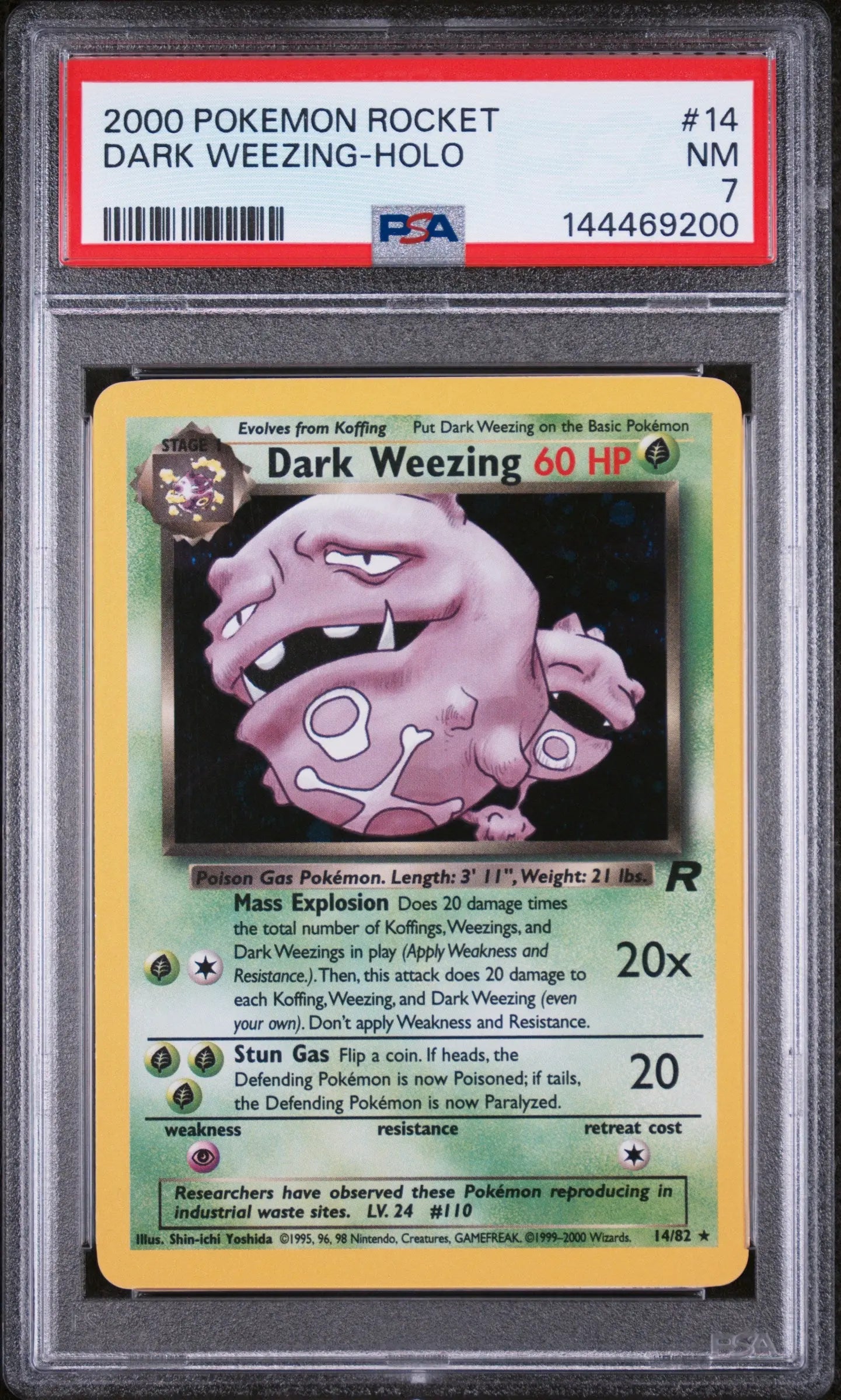 2000 Pokemon Rocket Dark Weezing Holo PSA 7 14/82 