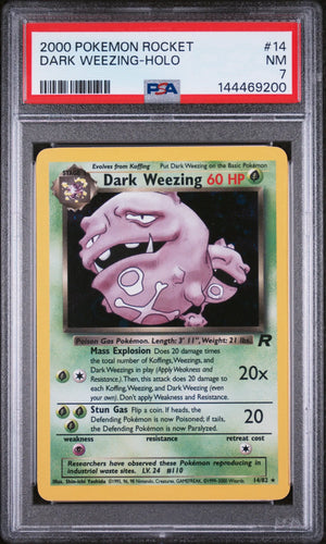2000 Pokemon Rocket Dark Weezing Holo PSA 7 14/82 