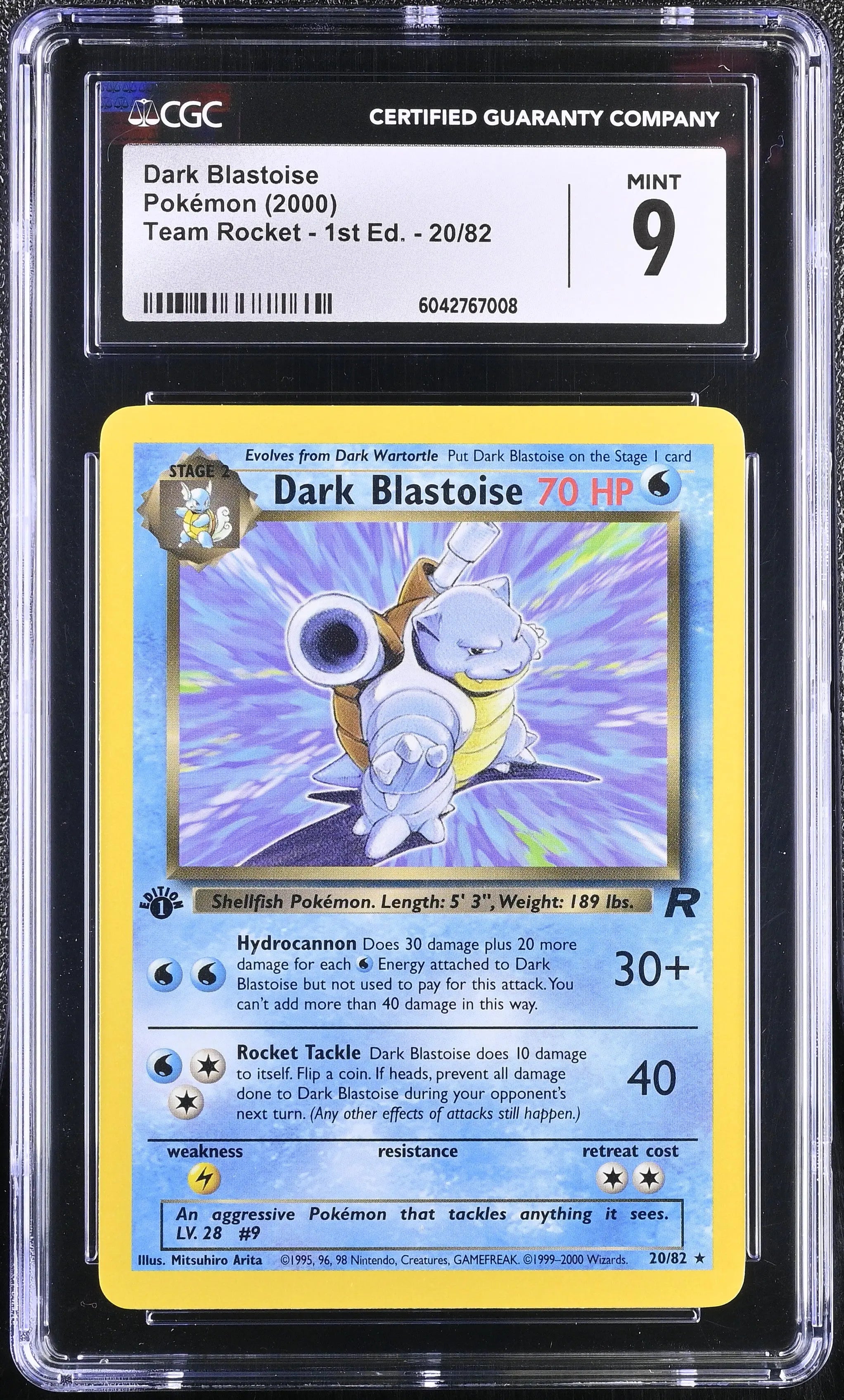 2000 Pokemon Team Rocket Dark Blastoise 1st Edition 20/82 CGC 9 