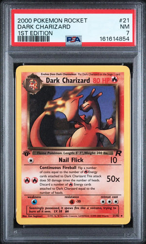2000 Pokemon Team Rocket Dark Charizard 1st Edition Rare 21/82 PSA 7 
