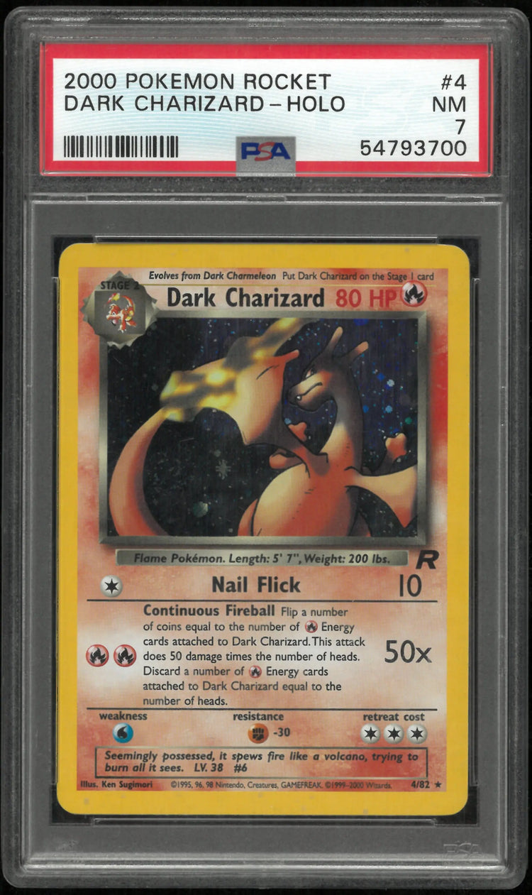 2000 Pokemon Team Rocket Dark Charizard 4/82 PSA 7 