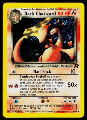 2000 Pokemon Team Rocket Dark Charizard Holo Rare 4/82 
