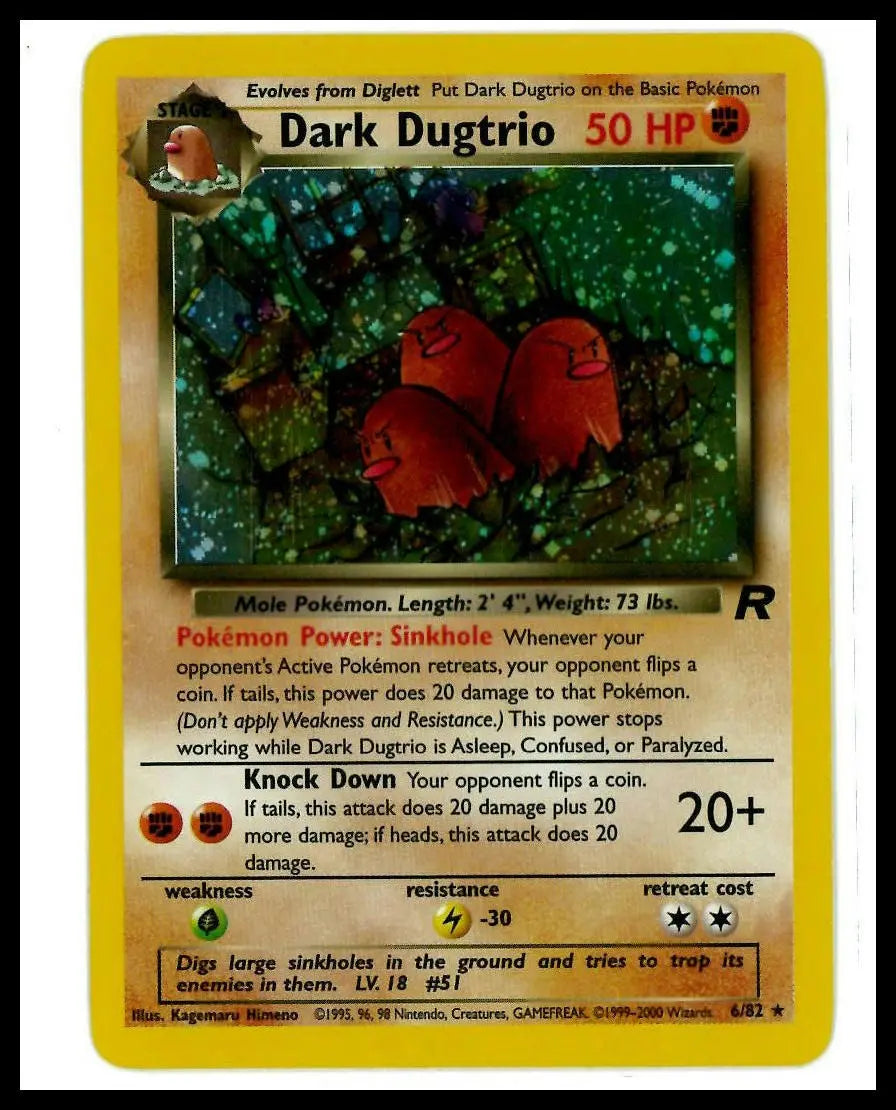 2000 Pokemon Team Rocket Dark Dugtrio 06/82 