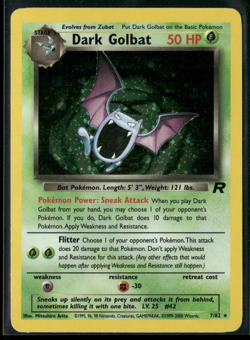 2000 Pokemon Team Rocket Unlimited Holofoil Dark Golbat 7/82 